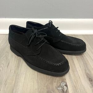 Tod’s Casual Shoes Women’s 39 Black Suede Leather Lace Up Hidden Wedge